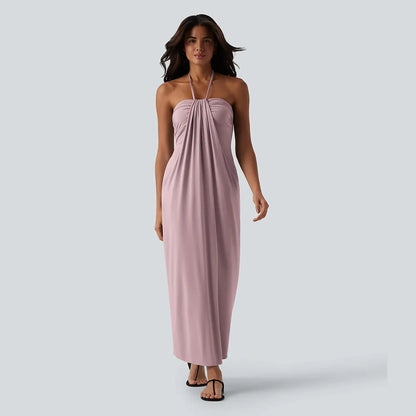 Halter Tie Back Maxi Dress with Pockets