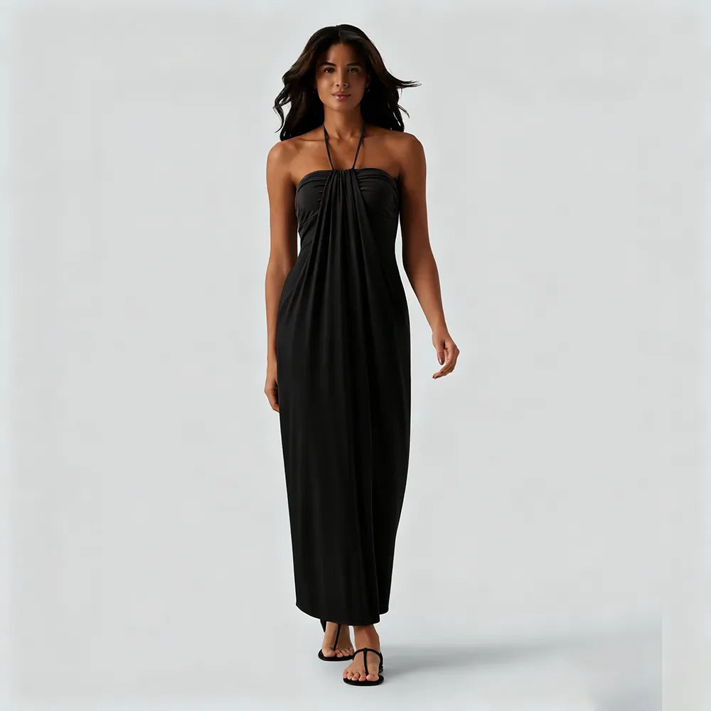 Halter Tie Back Maxi Dress with Pockets