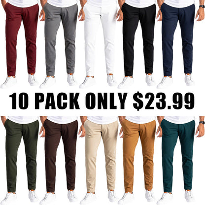 🔥Men's Slim Fit Stretch Golf Pants🔥 10-Pack - All Colors Included, Only $23.99