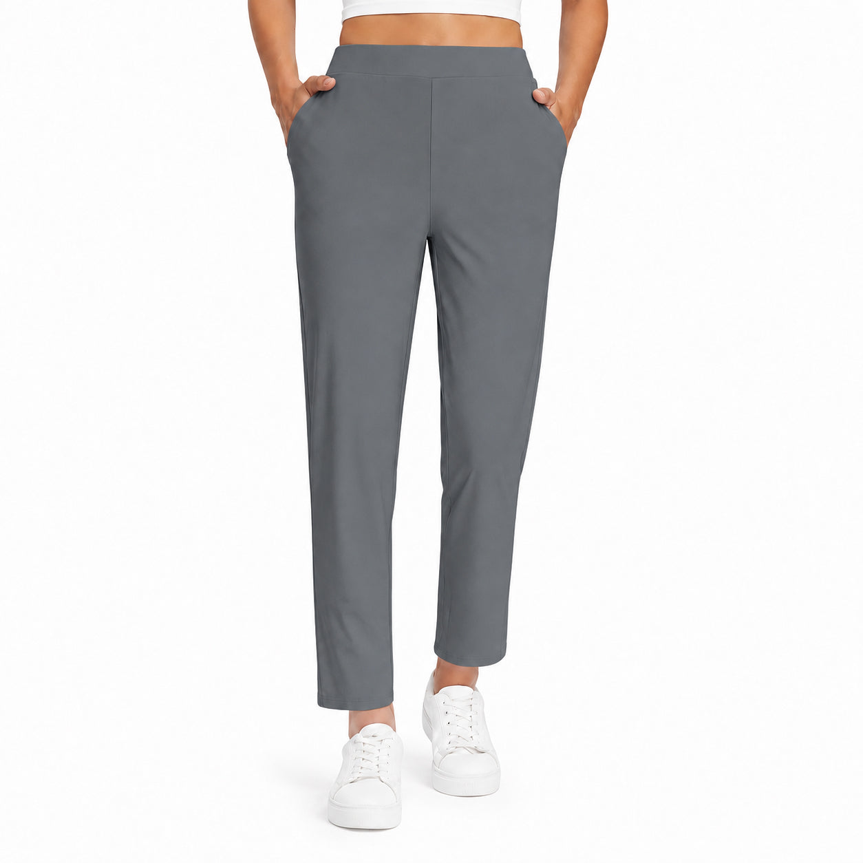 Women's High Waist Stretch Ankle Pants with Pockets – Golf, Work & Casual