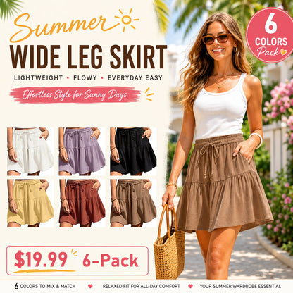 Womens Linen BlendWide Leg Flowy CulotteShorts DrawstringLoose Fit SummerCasual LightweightComfy Vacation Wear