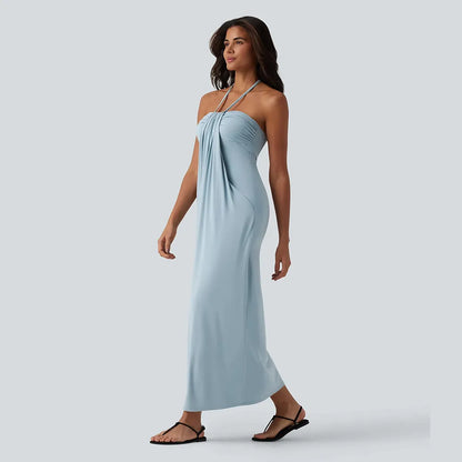 Halter Tie Back Maxi Dress with Pockets