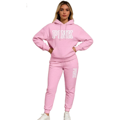 Women's Casual Printed Hoodie & Drawstring Jogger Pants Set