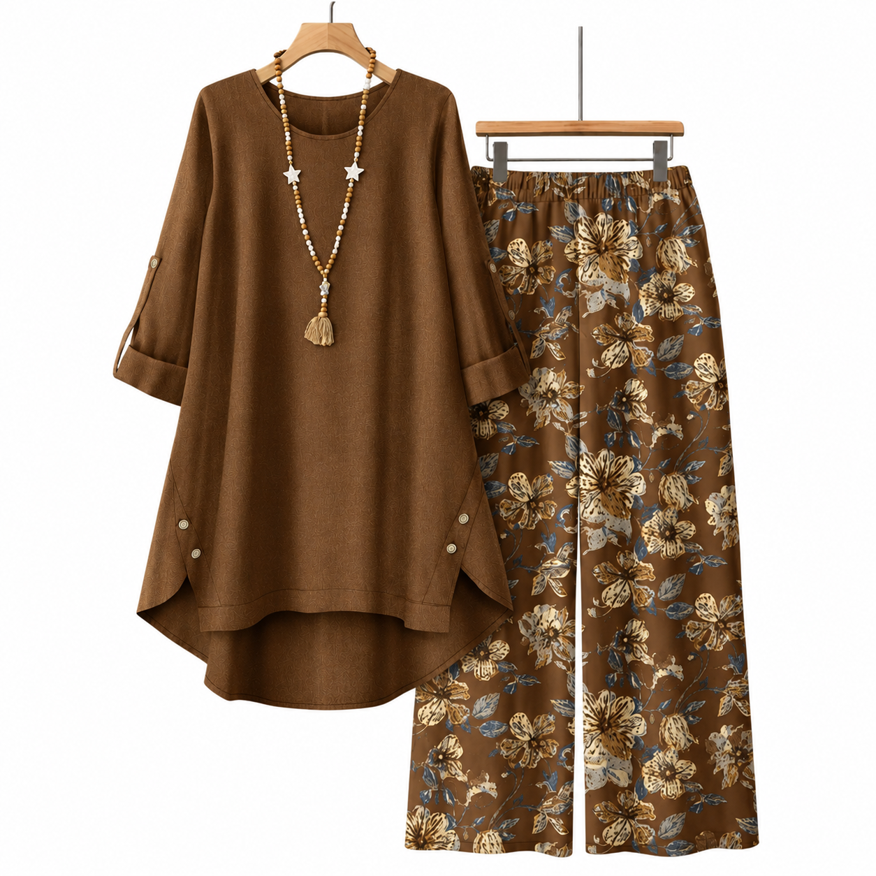 Women's Cotton Linen Half Sleeve Top ＆ Pants Set – Breathable & lightweight