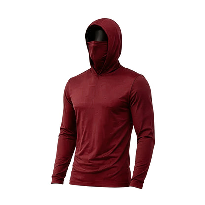 Men's UPF 50+ Long-Sleeve Sun-Protection Hoodie (with Sleeve Pocket and Face Mask)