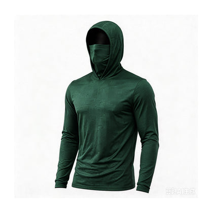 Men's UPF 50+ Long-Sleeve Sun-Protection Hoodie (with Sleeve Pocket and Face Mask)