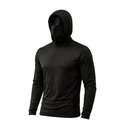 Men's UPF 50+ Long-Sleeve Sun-Protection Hoodie (with Sleeve Pocket and Face Mask)