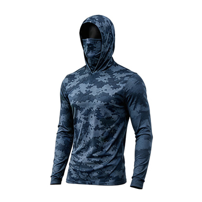 Men's UPF 50+ Long-Sleeve Sun-Protection Hoodie (with Sleeve Pocket and Face Mask)