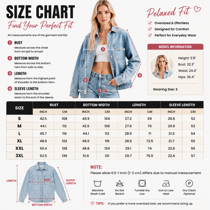 Women’s Oversized Denim Shacket Washed Denim Jacket Button Front Casual Long Sleeve Layering Outerwear