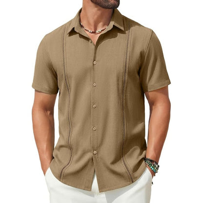 This Week's Special Price💥Men's Cuban Guayabera Shirt Short Sleeve V-Neck