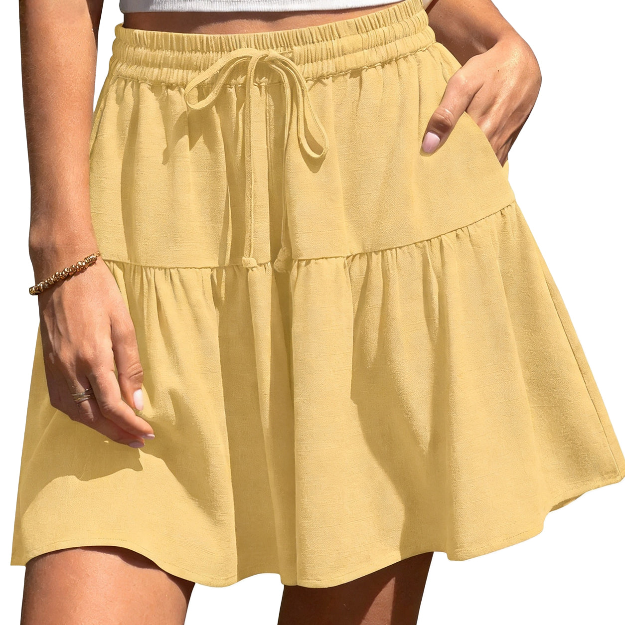 Womens Linen BlendWide Leg Flowy CulotteShorts DrawstringLoose Fit SummerCasual LightweightComfy Vacation Wear