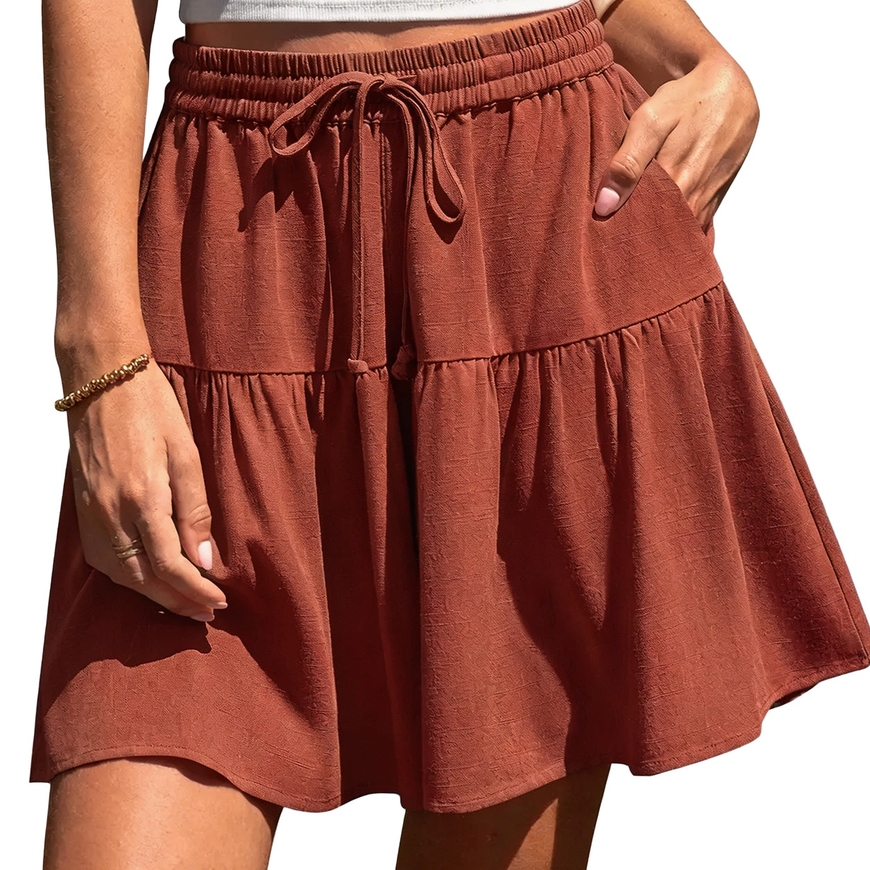Womens Linen BlendWide Leg Flowy CulotteShorts DrawstringLoose Fit SummerCasual LightweightComfy Vacation Wear