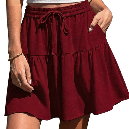 Womens Linen BlendWide Leg Flowy CulotteShorts DrawstringLoose Fit SummerCasual LightweightComfy Vacation Wear