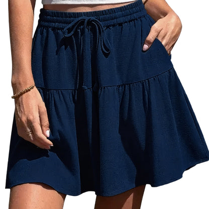 Womens Linen BlendWide Leg Flowy CulotteShorts DrawstringLoose Fit SummerCasual LightweightComfy Vacation Wear