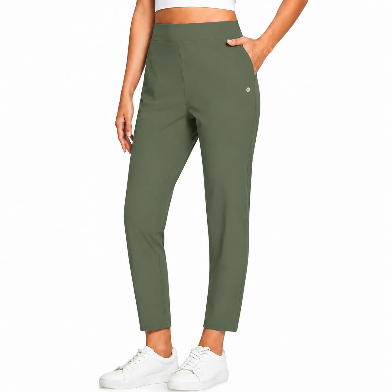 Women's High Waist Stretch Ankle Pants with Pockets – Golf, Work & Casual