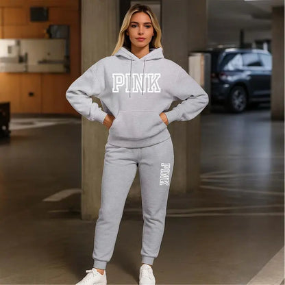 Women's Casual Printed Hoodie & Drawstring Jogger Pants Set