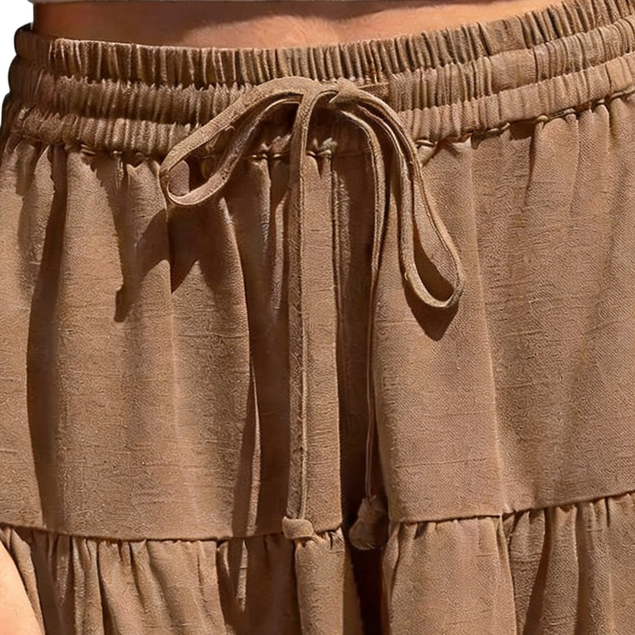 Womens Linen BlendWide Leg Flowy CulotteShorts DrawstringLoose Fit SummerCasual LightweightComfy Vacation Wear