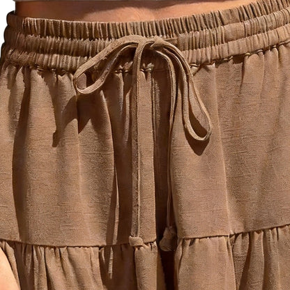 Womens Linen BlendWide Leg Flowy CulotteShorts DrawstringLoose Fit SummerCasual LightweightComfy Vacation Wear