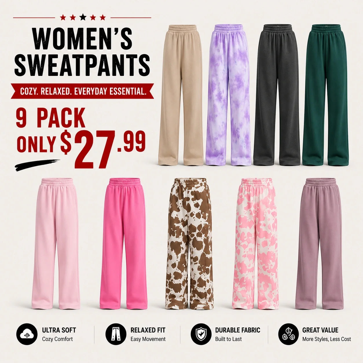 🔥 Clearance Sale — Limited Stock! 🔥 Minimalist Straight Leg Sweatpants