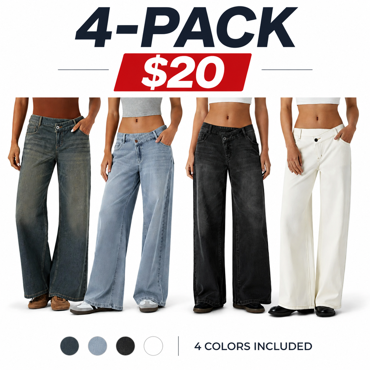 Women's Low Rise Wide Leg Jeans