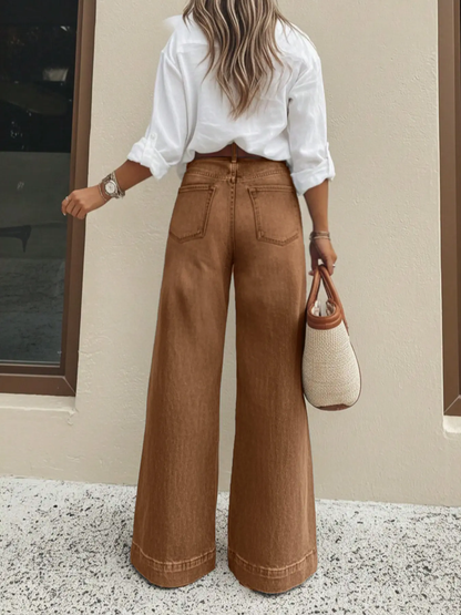 Women's Loose Fit Baggy Oversized Straight Leg Denim Jeans with Pockets
