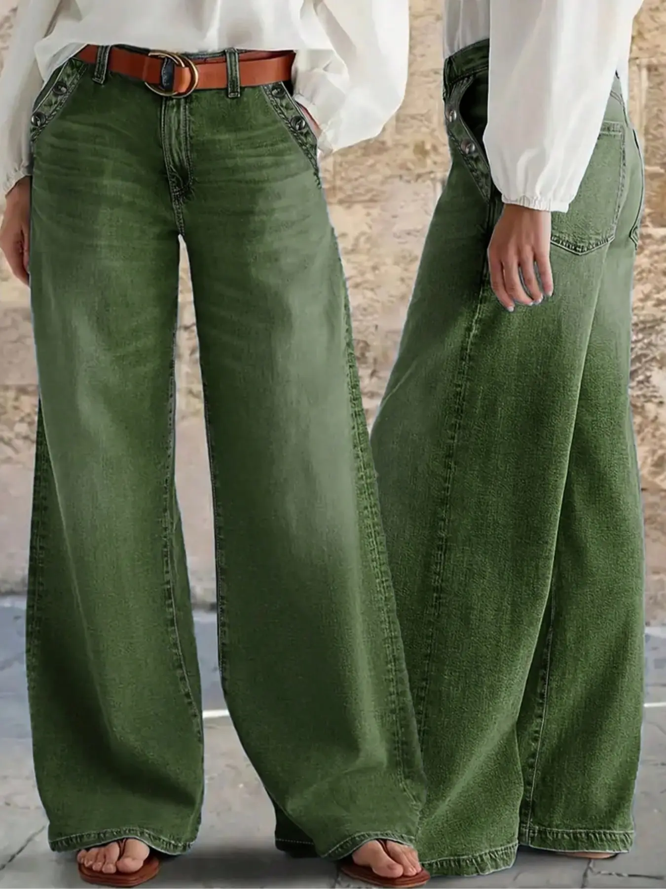 Women's Loose Fit Baggy Oversized Straight Leg Denim Jeans with Pockets