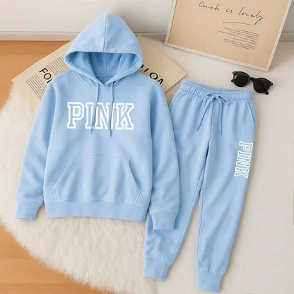 Women's Casual Printed Hoodie & Drawstring Jogger Pants Set