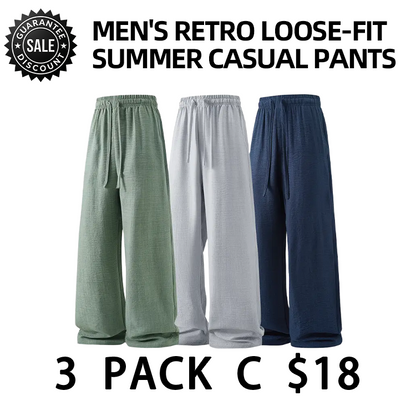 Men Retro Loose Drawstring Breathable Summer Casual Linen Pants