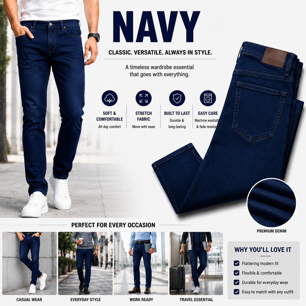 8-Pack Men's Slim Fit Stretch Jeans