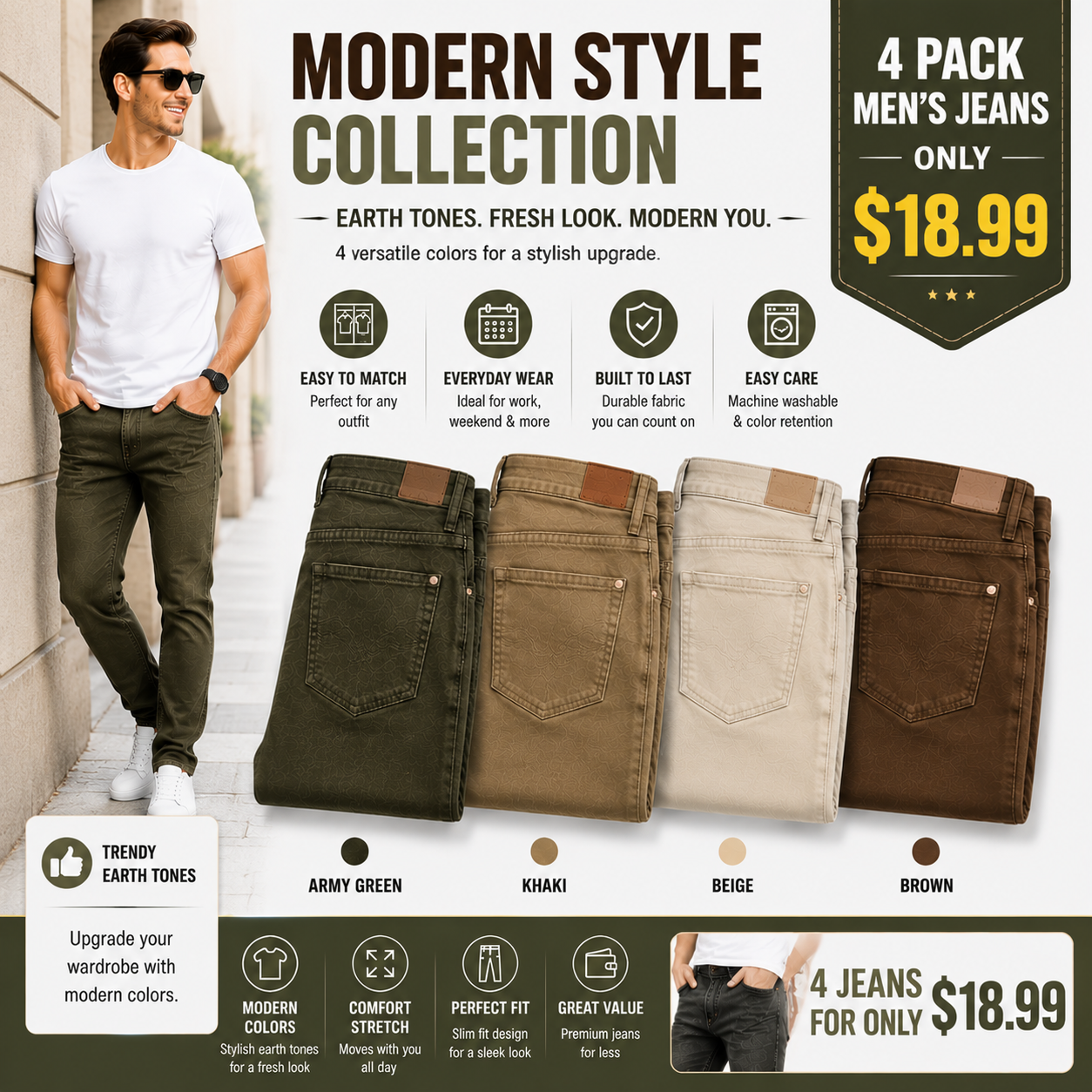 8-Pack Men's Slim Fit Stretch Jeans