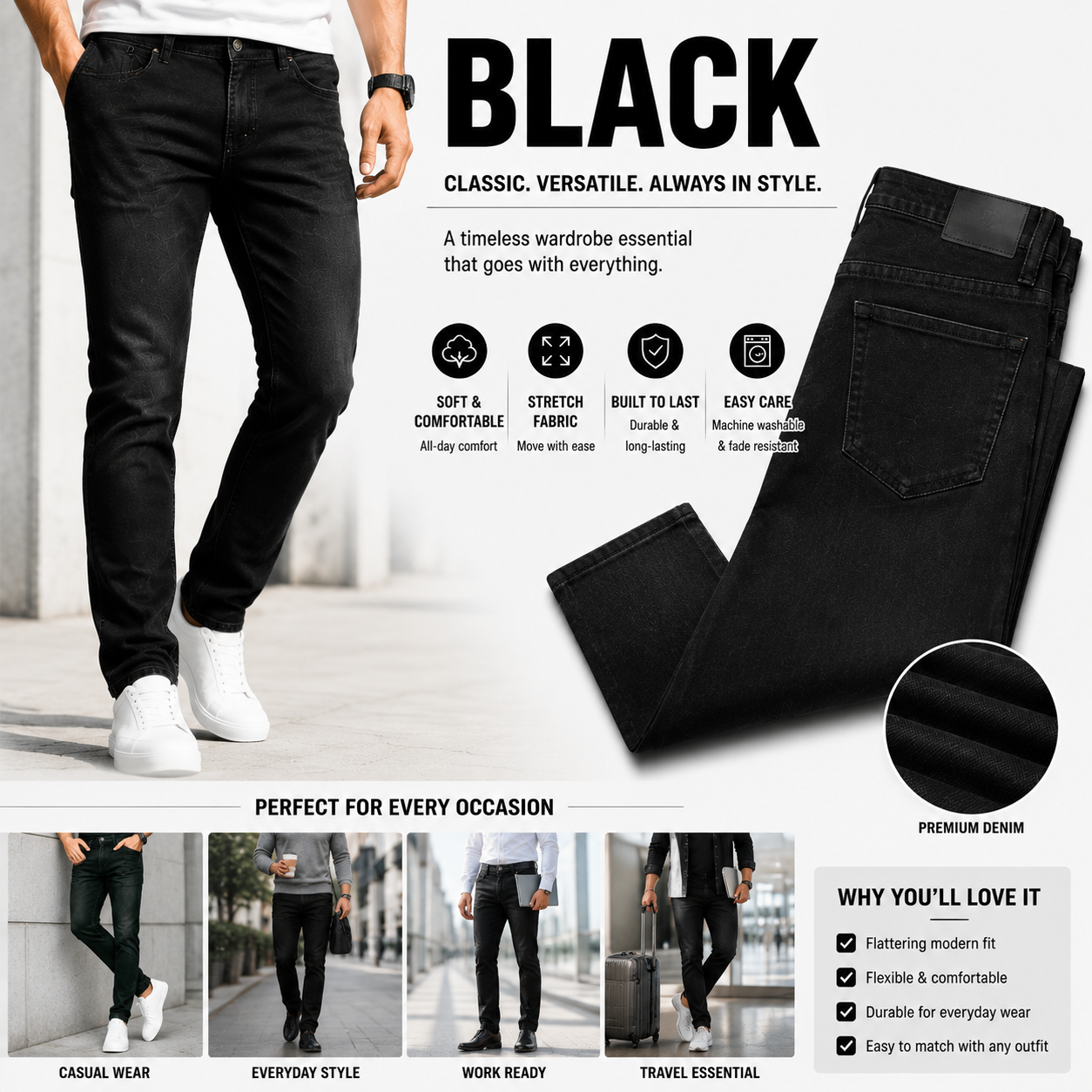 8-Pack Men's Slim Fit Stretch Jeans