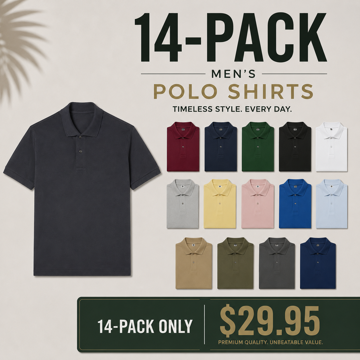 Men's Lightweight Classic Fit Short Sleeve Polo Shirts