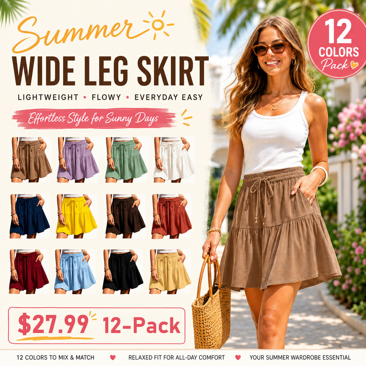 Womens Linen BlendWide Leg Flowy CulotteShorts DrawstringLoose Fit SummerCasual LightweightComfy Vacation Wear