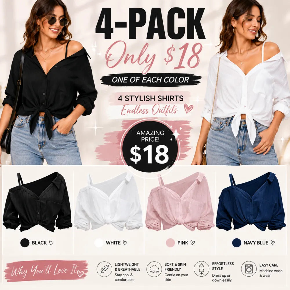 💖Limited Time $24 Bundle Deal💖 – 8pcs Women’s Asymmetric Cold Shoulder Blouse, Elegant Spring Summer Casual Tops
